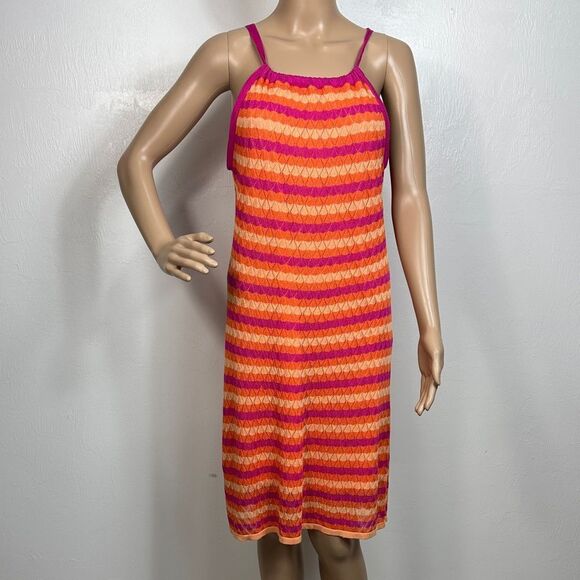 Trina Turk Striped Knit Crochet Sleeveless Short Dress Size M - Picture 2 of 8